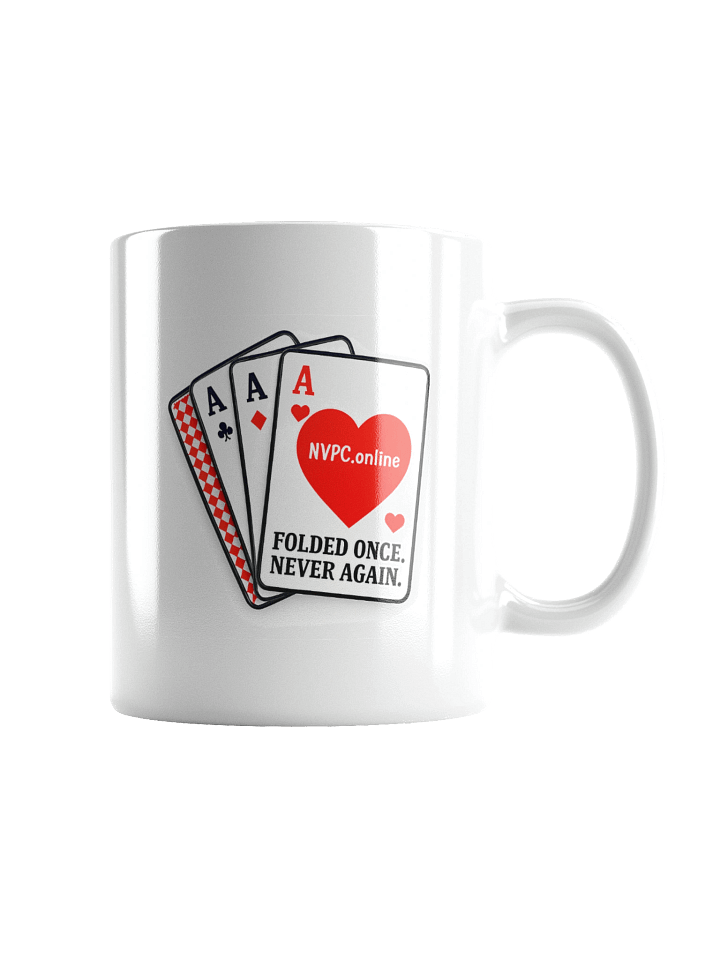 White "Folded Once - Never Again" Mug - Red Heart Edition product image (2)