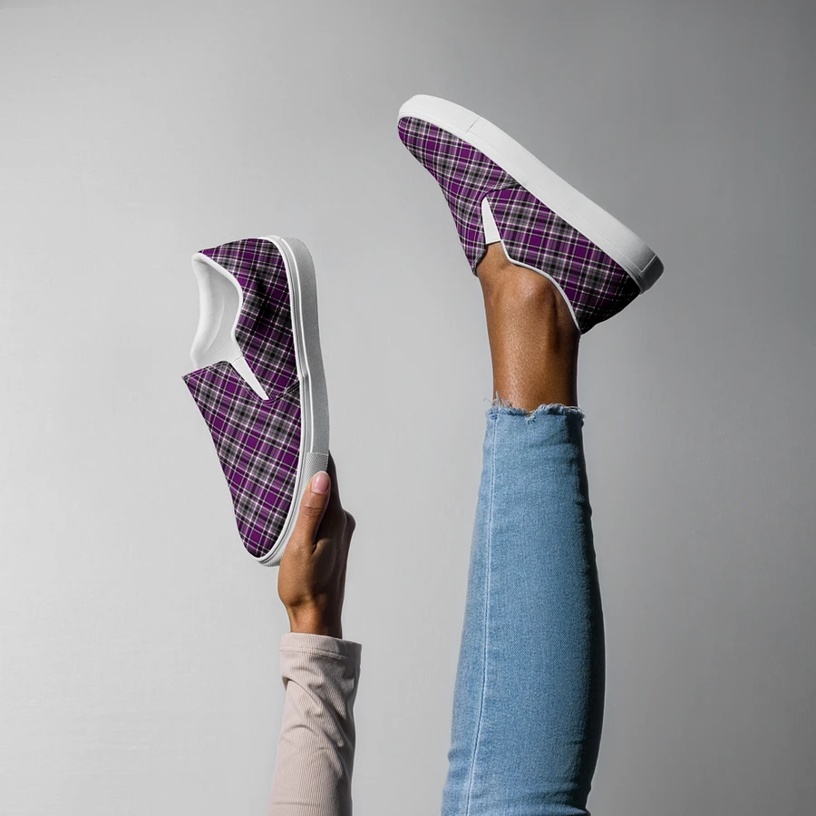 Purple, Gray, and Black Plaid Women's Slip-On Shoes product image (8)