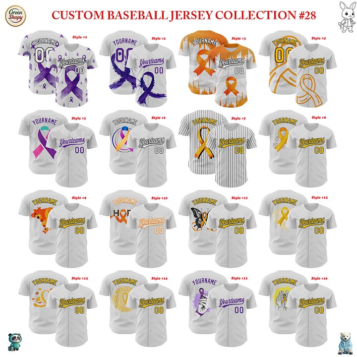 Authentic Baseball Jersey, Custom Baseball Jersey, Personalized Sport Jersey, Colorful, Flowers, Number, Logo, Love, Ribbon product image (1)