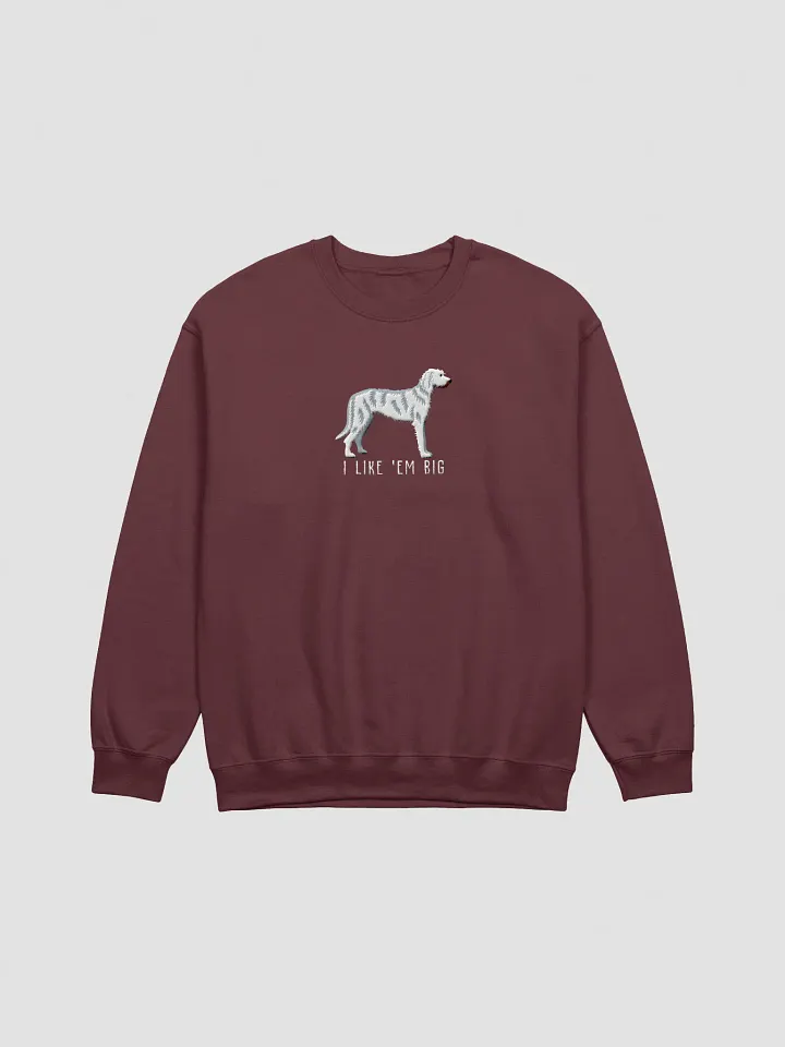 I Like 'Em Big Sweatshirt (Embroidered) of an Irish Wolfhound(White) product image (7)