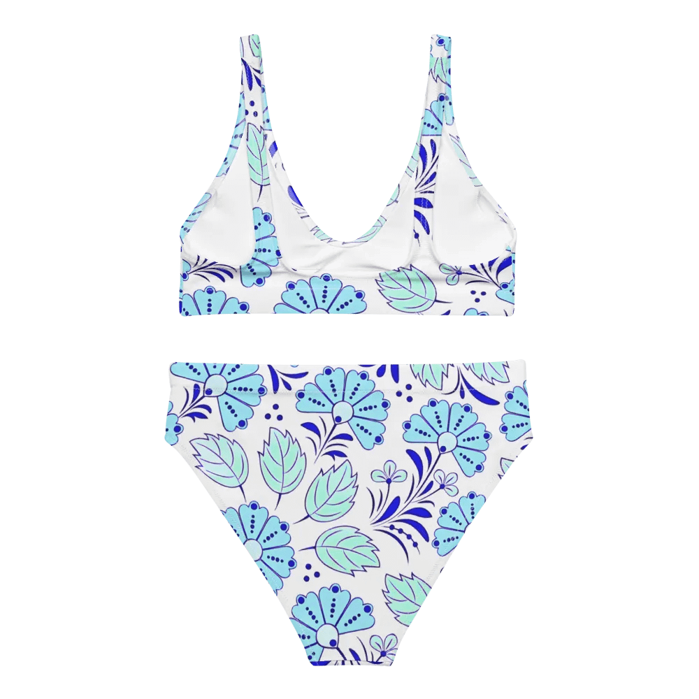 EcoChic Blue Floral High Waist Bikini Set product image (5)