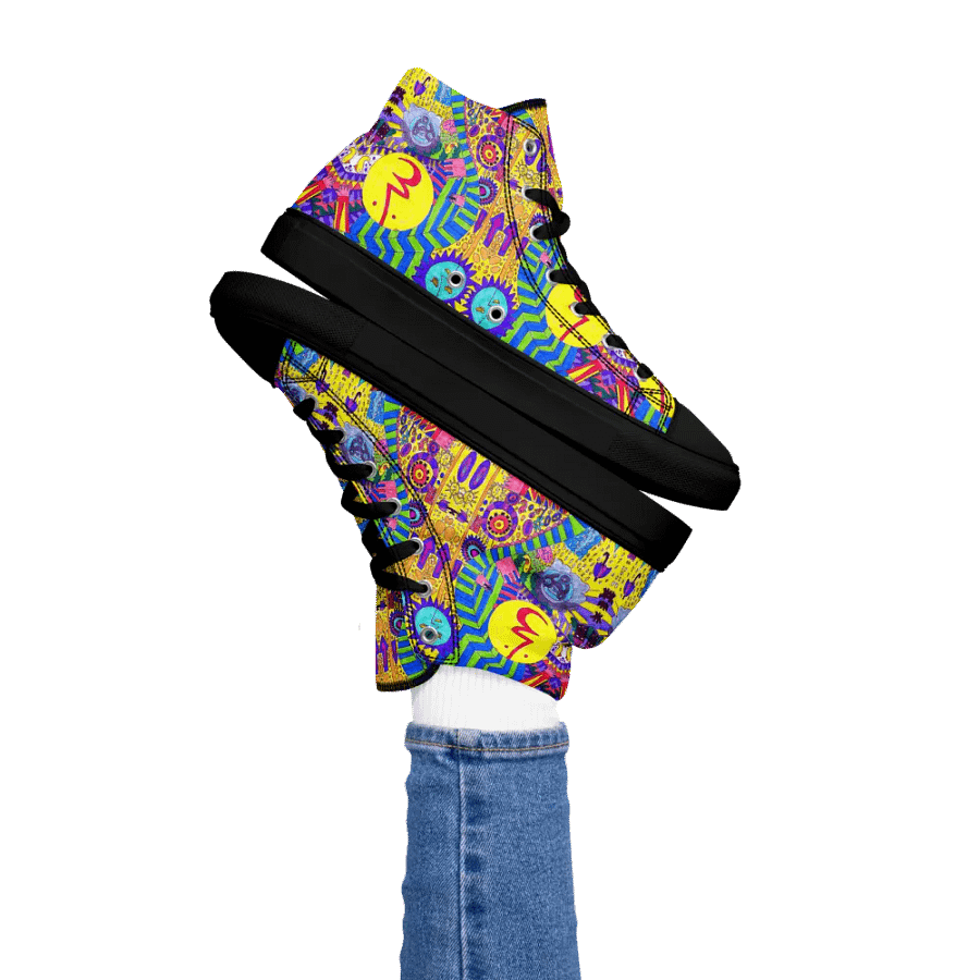 Abstract Colourful Doodle Ladies High Top Canvas Shoes product image (3)