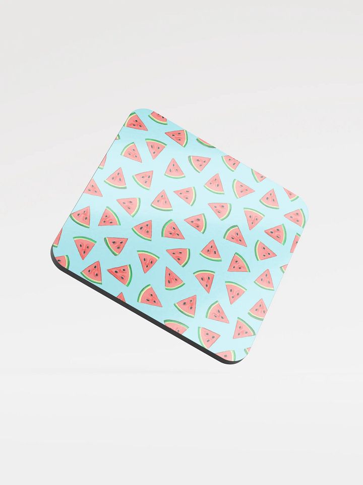 Watermelon Slices Light Blue Cork Coaster product image (1)
