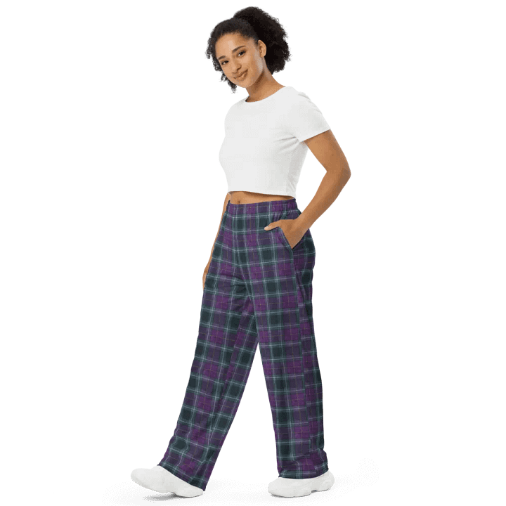 Purple/Green Plaid Wide Leg Pants product image (2)