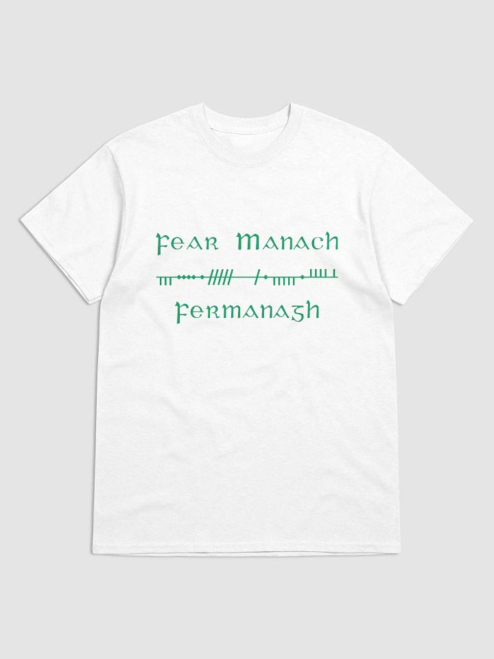 Fermanagh/Fear Manac Scholastic style Ogham white printed T-shirt product image (1)