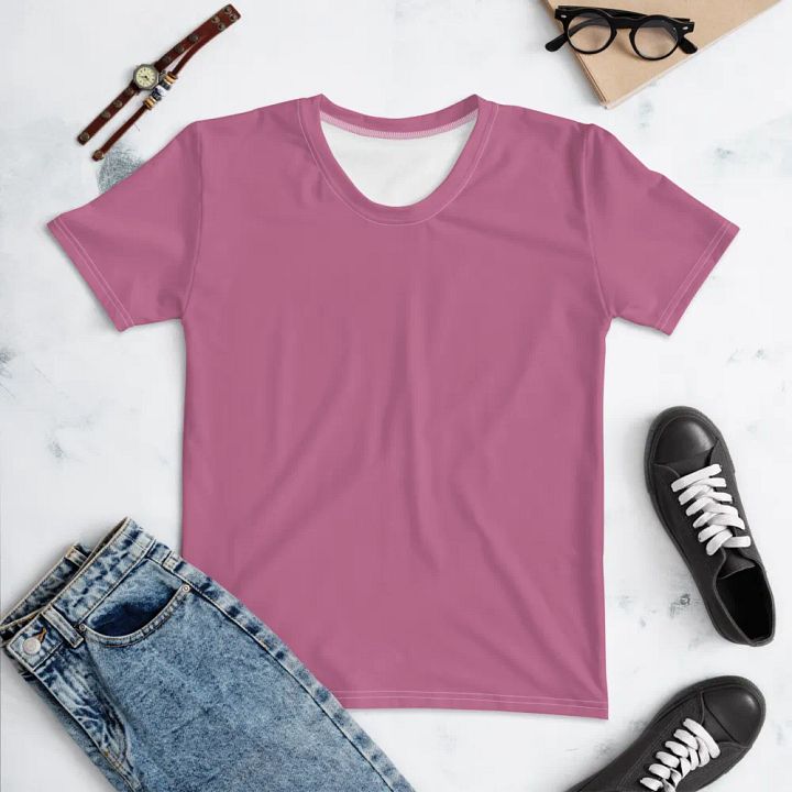 Plain Medium Dark Carnation Pink True Summer Women's Crewneck Polyester Heavyweight Premium T-Shirt by Treasure Pie product image (1)