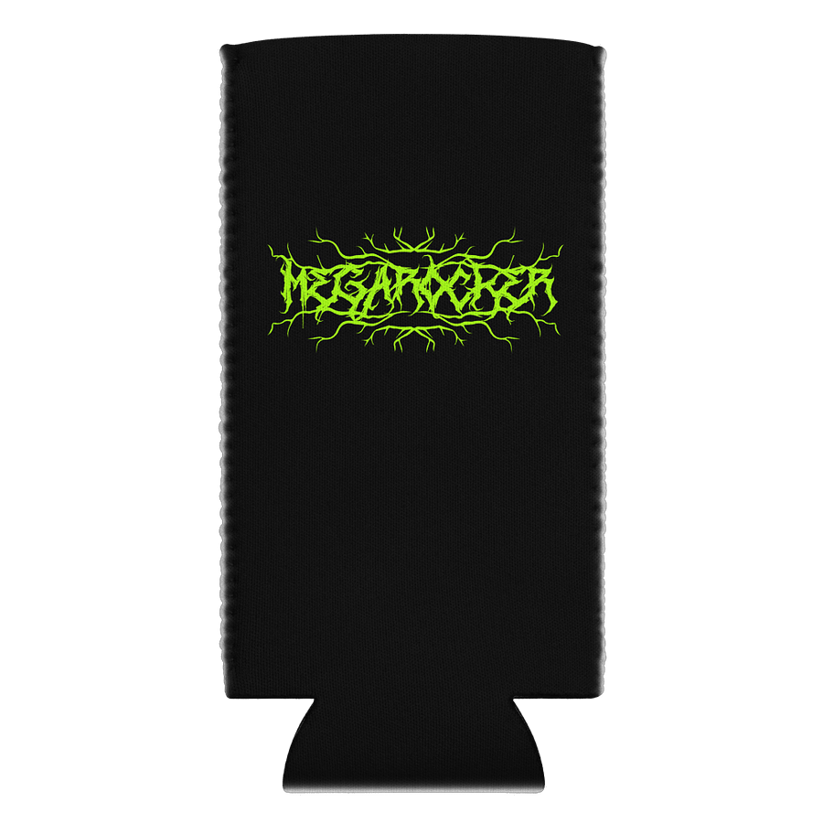 MegaRocker Neon Green Death Metal Logo Slim Can Cooler product image (1)