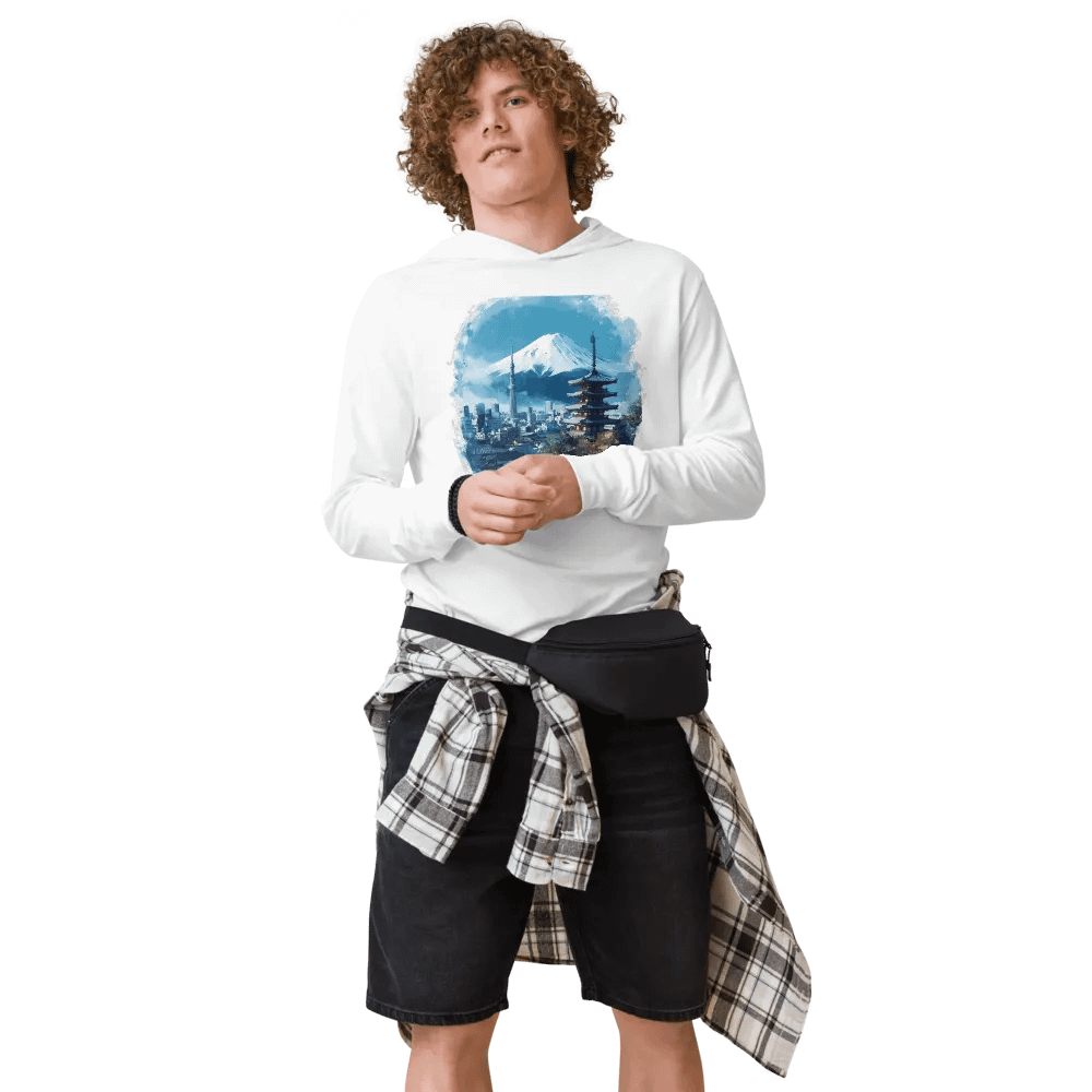 Tokyo Skyline Hooded Tee – Mount Fuji & City Vibes product image (2)
