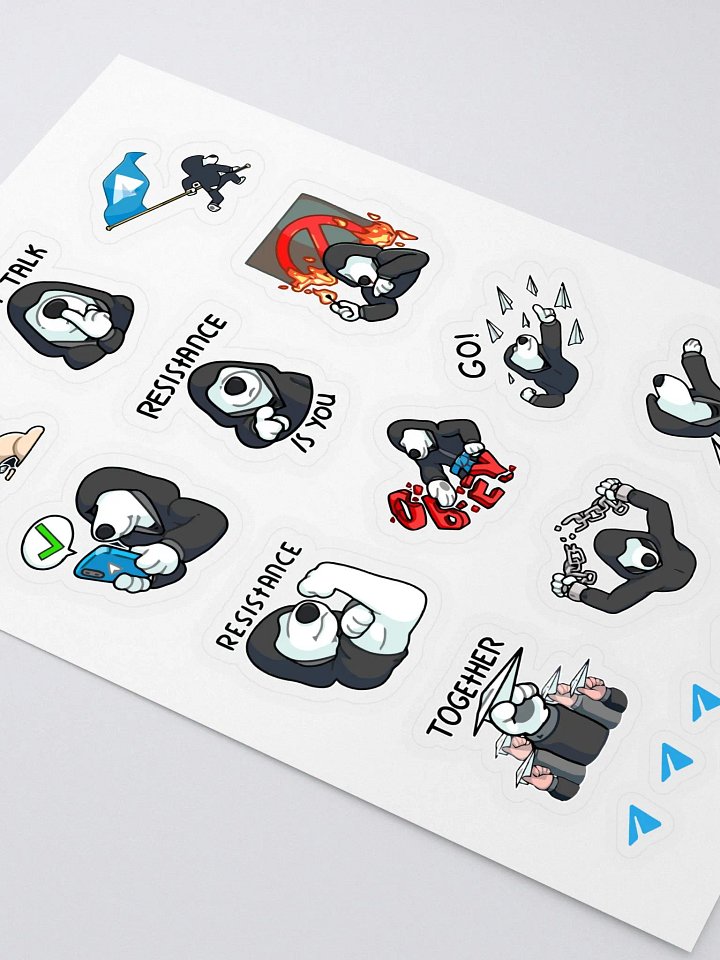 Hoja A5 con 20 pegatinas Telegram 
