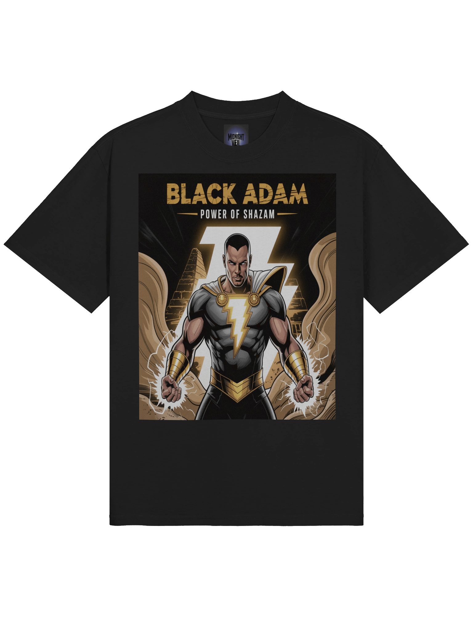 Black Adam Power of Shazam Oversized Faded T-Shirt – Kahndaq Thunder Veil product image (5)