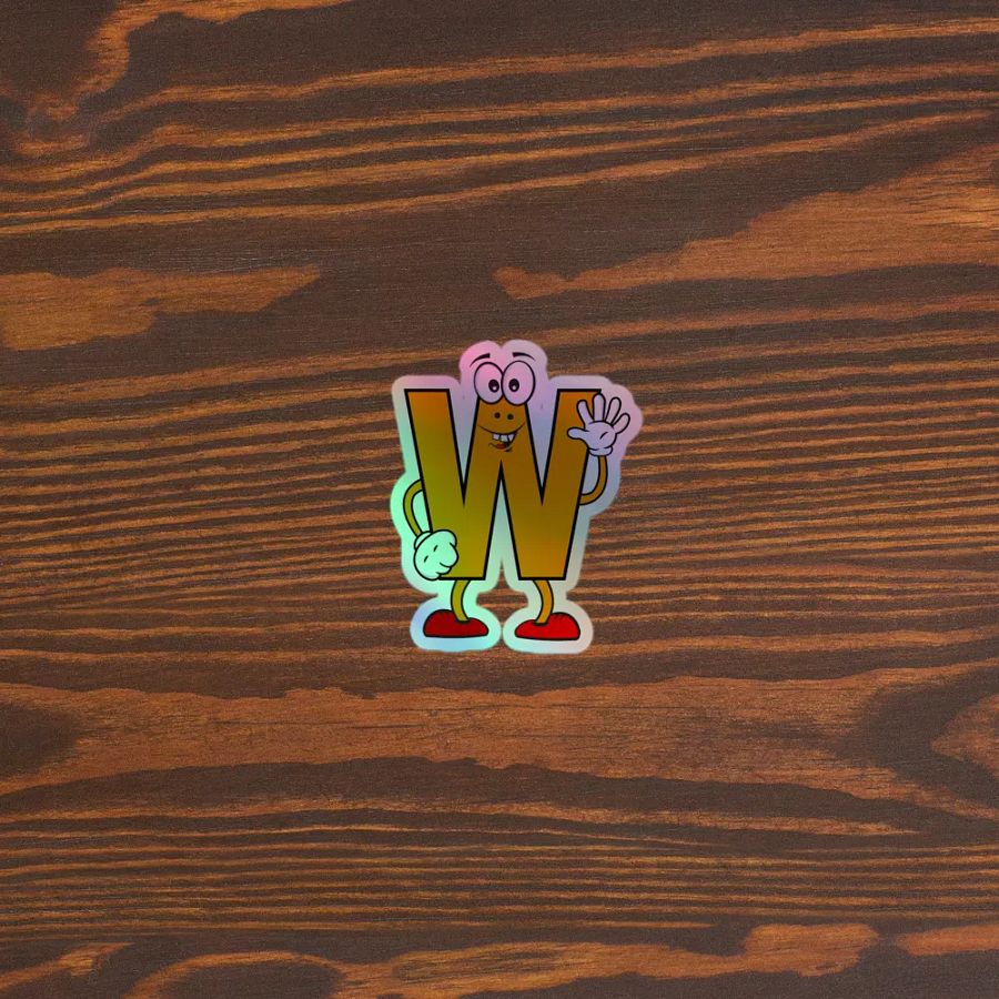 W Letter Cartoon Character Holographic Sticker product image (5)