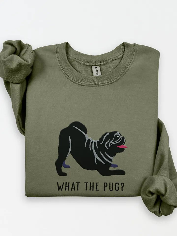 What the Pug? Sweatshirt (Embroidered) of a Pug(Black) product image (1)