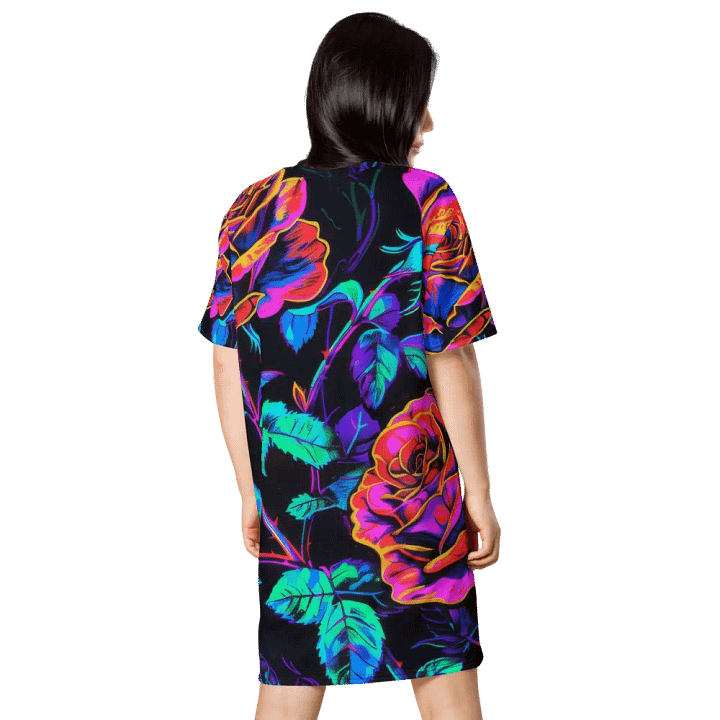 Neon Rose Garden T-Shirt Dress product image (1)