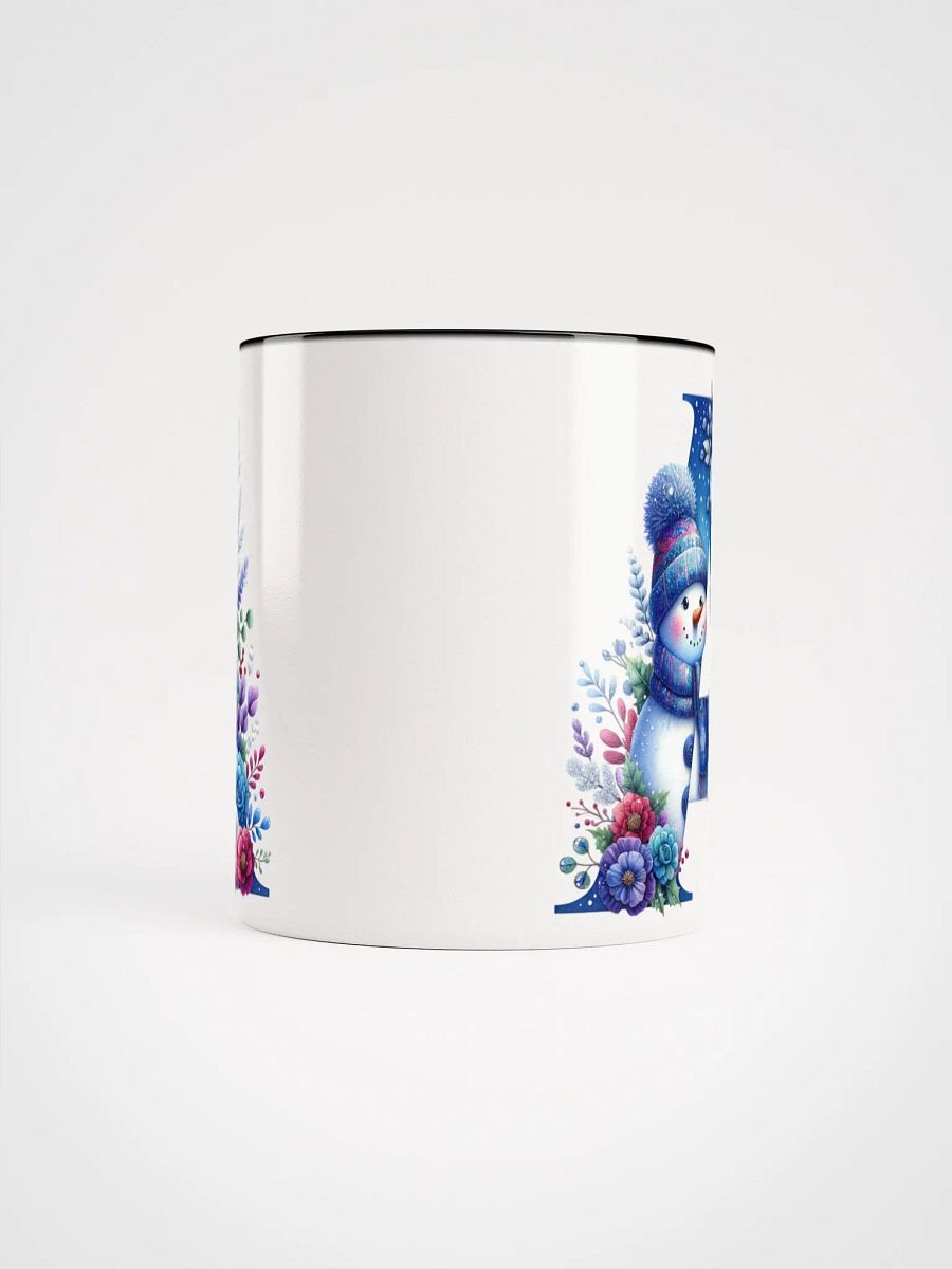Letter A Christmas Winter Snowman red, white and blue Ceramic Mug product image (5)