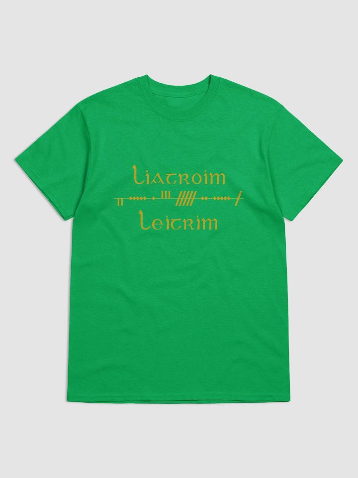 Leitrim/Liatroim Scholastic style Ogham green printed T-shirt product image (1)
