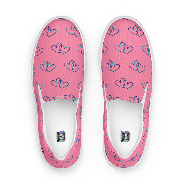 Pink Heart Men's Canvas Slip-On Shoes product image (1)
