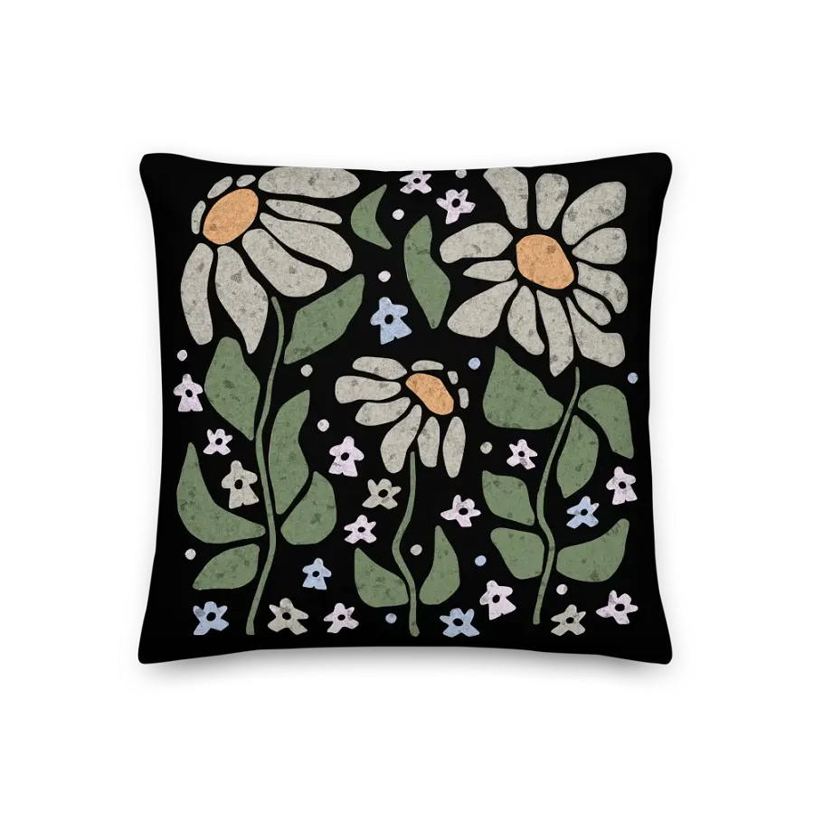 Pastel Floral Dancing Meeples 18" x 18" Pillow - Black product image (3)