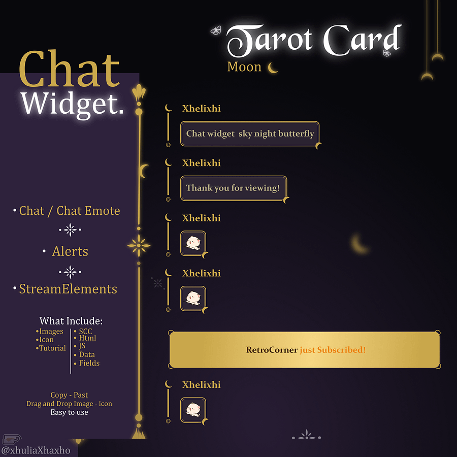 SIMPLE Dark STREAM OVERLAY Celestial, Dark overlay pack, Celestial Animated Overlay, Stream overlay pack, Black and gold Overlay product image (2)