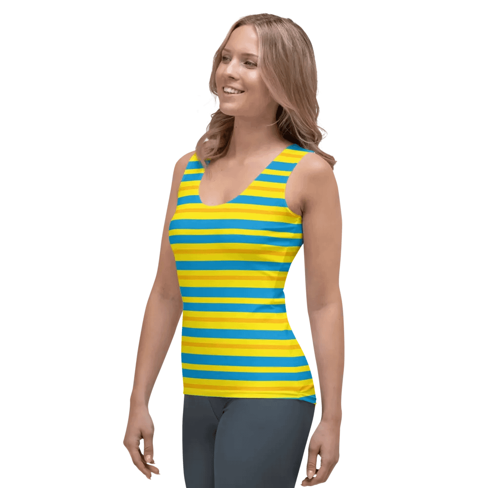 Cobalt Topaz Gold Striped Women's Tank Top product image (5)