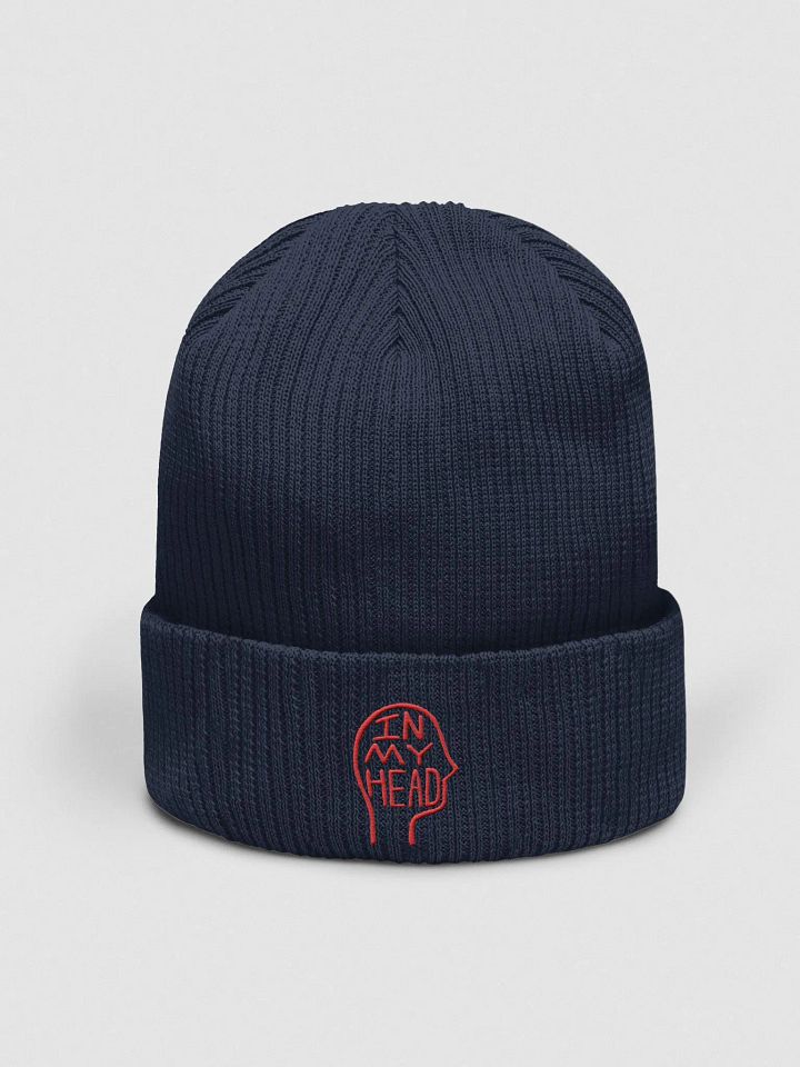 In My Head (red) embroidered organic beanie product image (6)