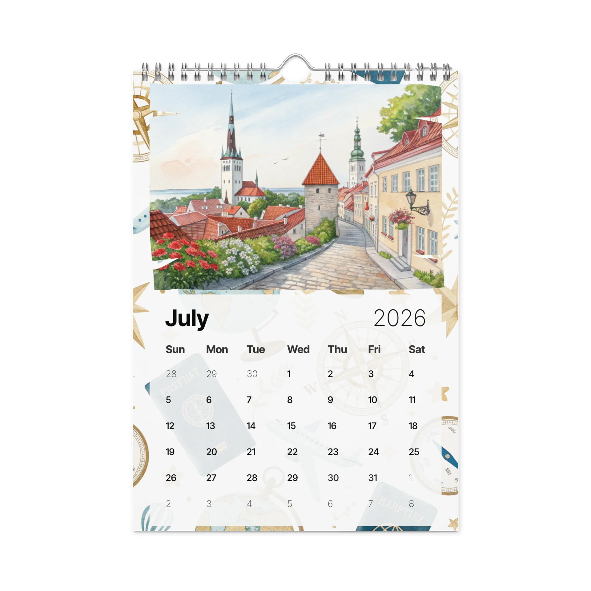 World Capitals Wall Calendar 2026 – Watercolor Journey Through 12 Hidden Gems Around the Globe product image (7)