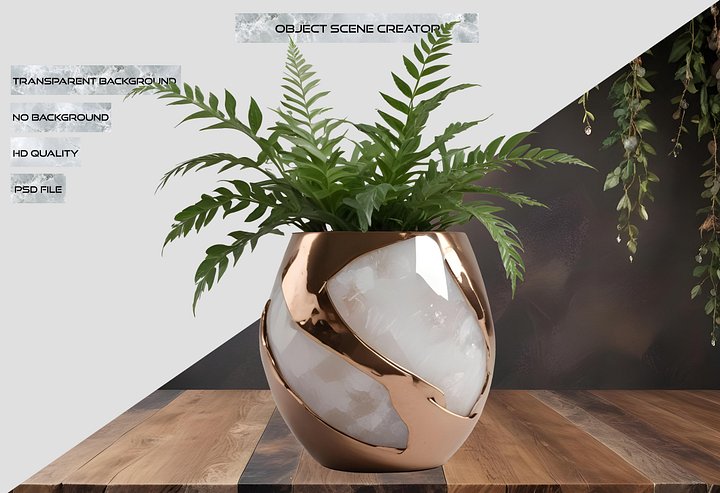 Glamour Organique – vase quart & bronze, PNG product image (2)