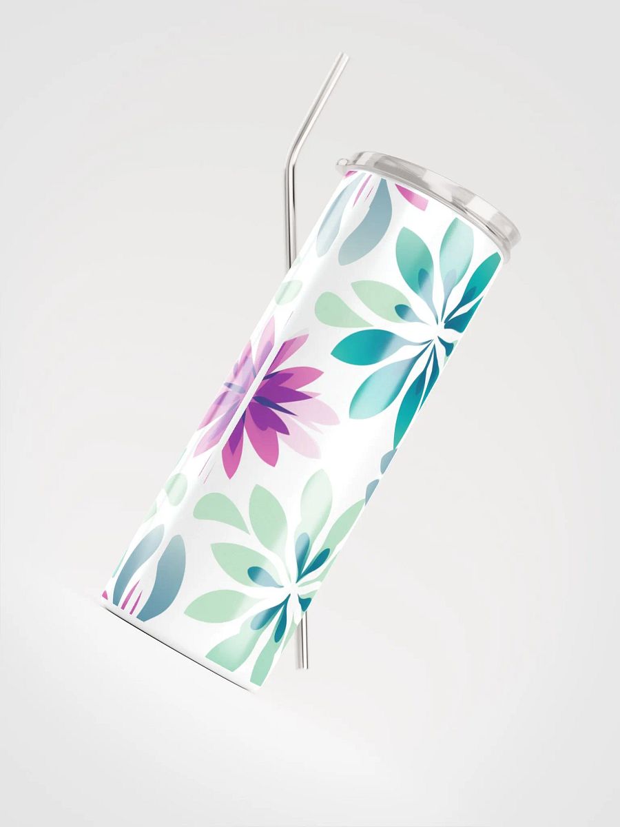 20oz Insulated Pastel Green Purple Leaves Flowers Blooms Stainless Steel Tumbler for hot and cold drinks product image (4)