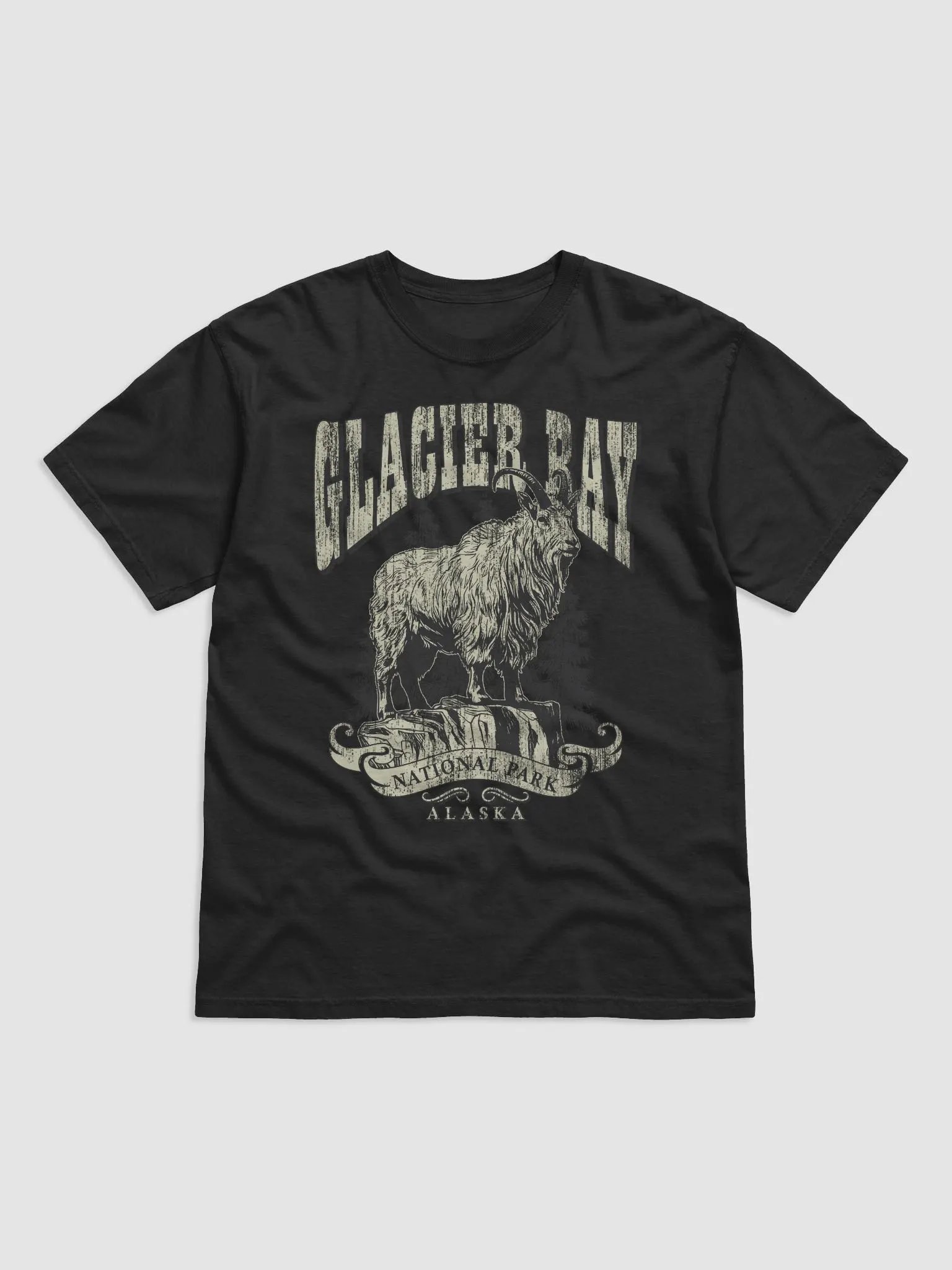 Glacier Bay National Park, Alaska Tee | Vintage-Style Grunge Western Shirt of a Mountain Goat product image (2)