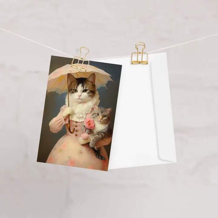Whimsical Vintage Feline Greeting Card product image (1)