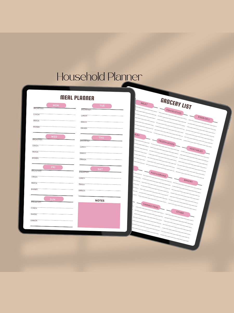 Ultimate Digital Household Planner | Hyperlinked Index | Monthly & Weekly Planners | Budget Tracker | Meal and Chore Planner product image (5)