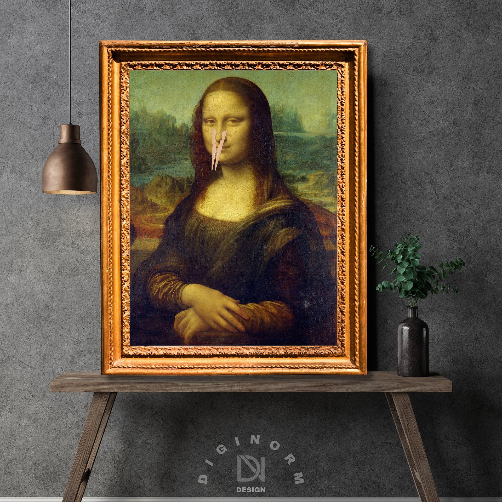 Funny Bathroom Altered Art, surreal Mona Lisa product image (3)