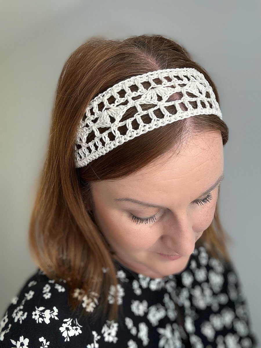 Lace Crochet Headband PDF Pattern eBook - Rose Headband/ Hairtie product image (9)