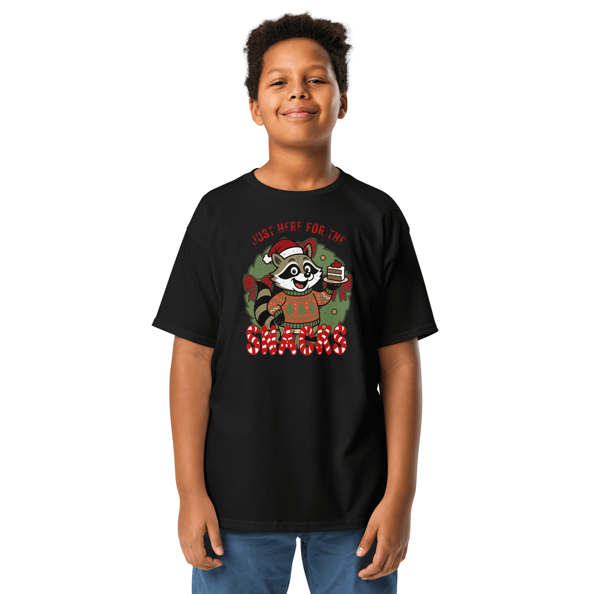 Here for the Snacks Raccoon Youth Tee product image (1)