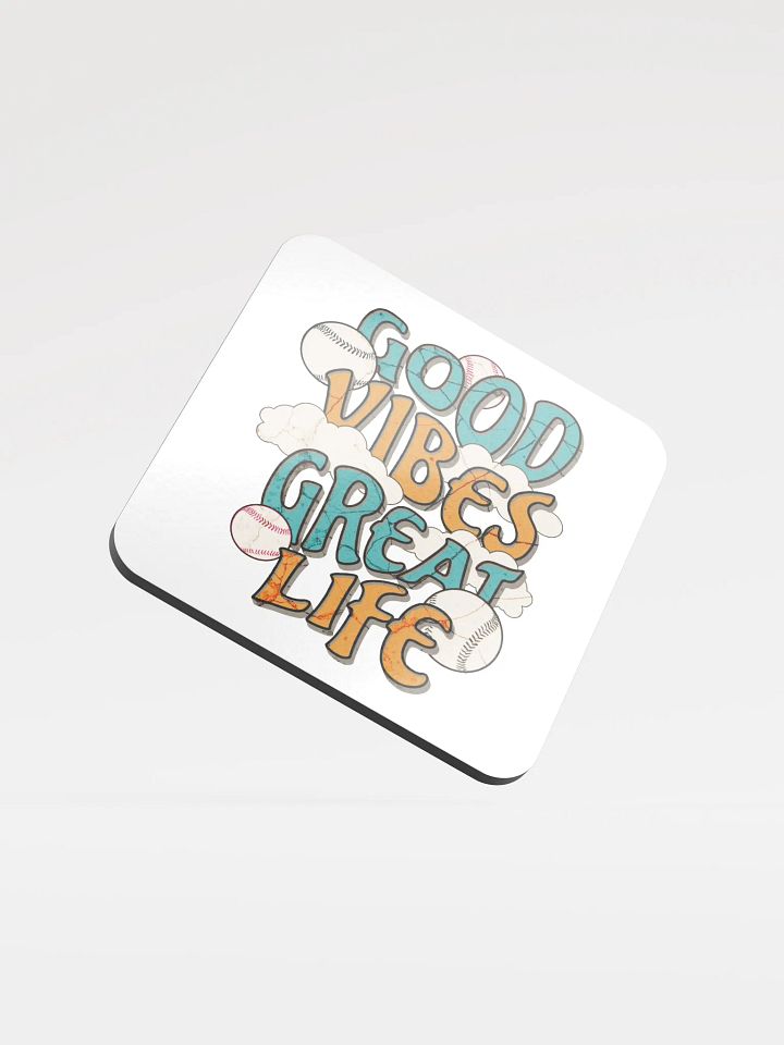 Good Vibes Great Life Baseball Coaster Set product image (2)