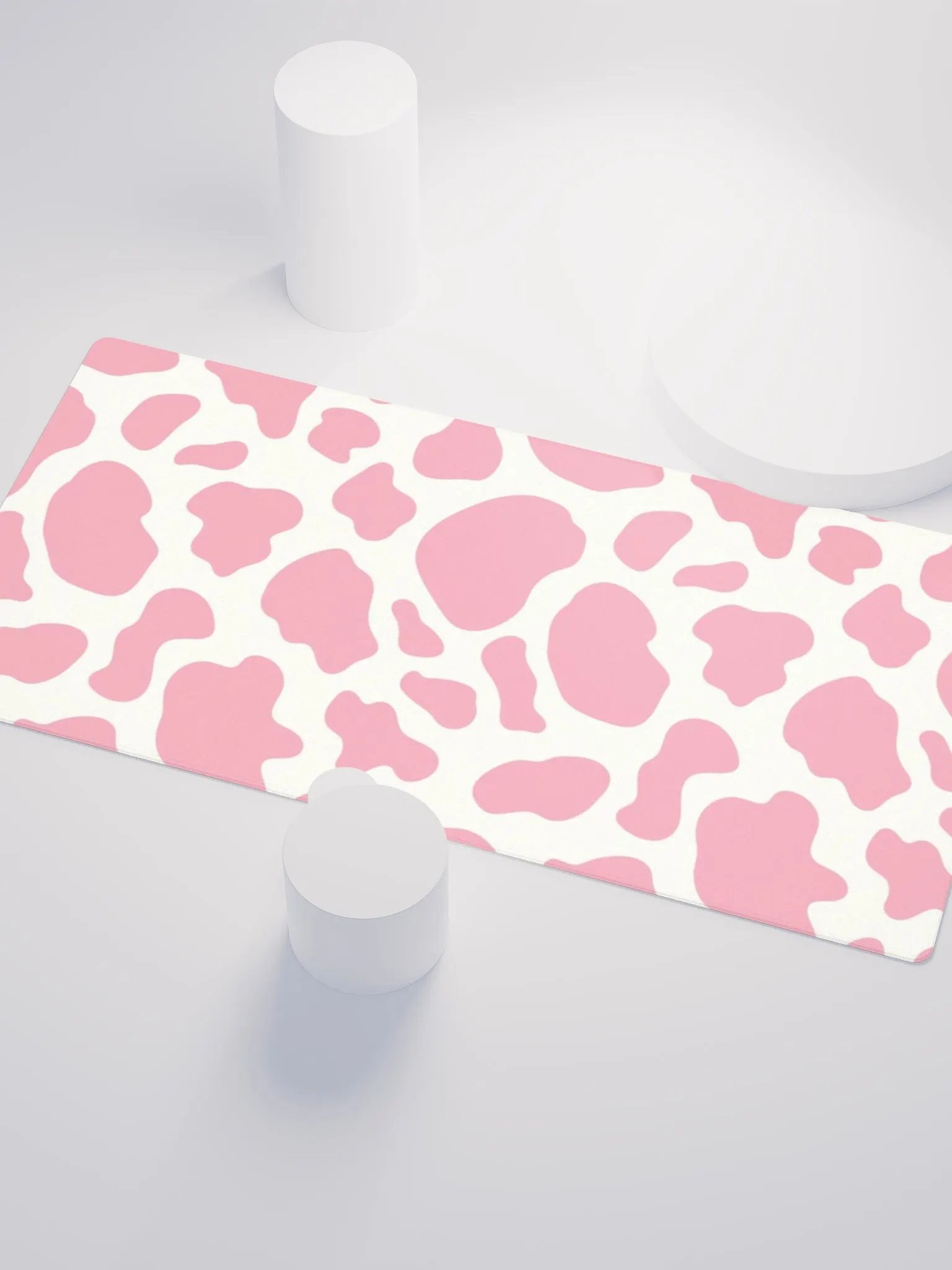 Pink on white cow print (DESK MAT) product image (3)