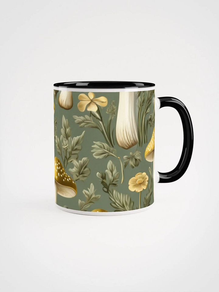 Coffee Mug with Color Inside - Golden Mushrooms on Light Green product image (1)