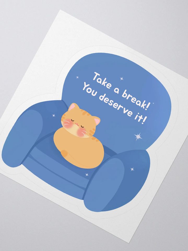 Take a break! Orange Cat Vinyl Sticker product image (2)
