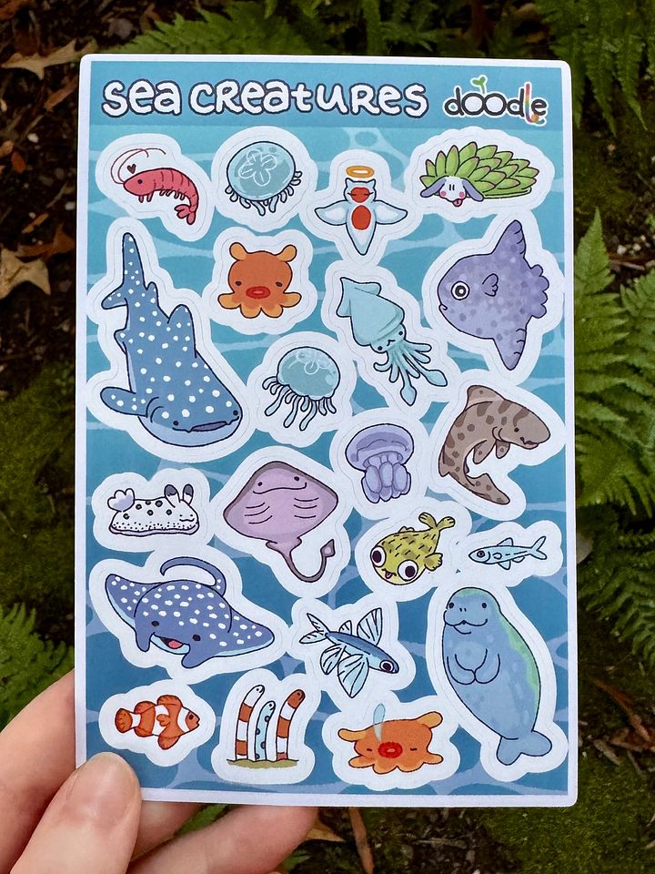 August 24' Sea Creatures Sticker Sheet product image (1)