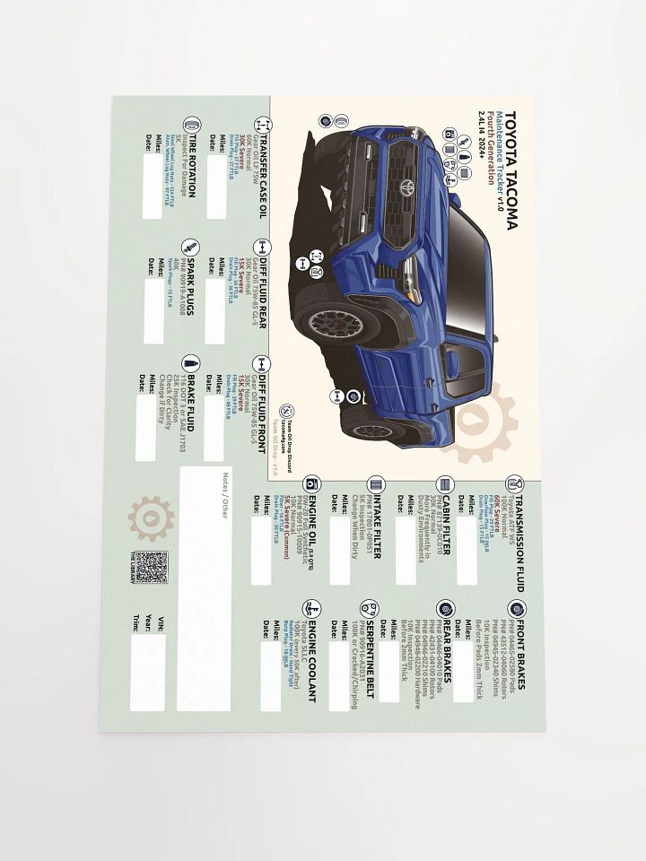 4TH GEN MAINTENANCE TRACKER V1.0 - Blue product image (2)