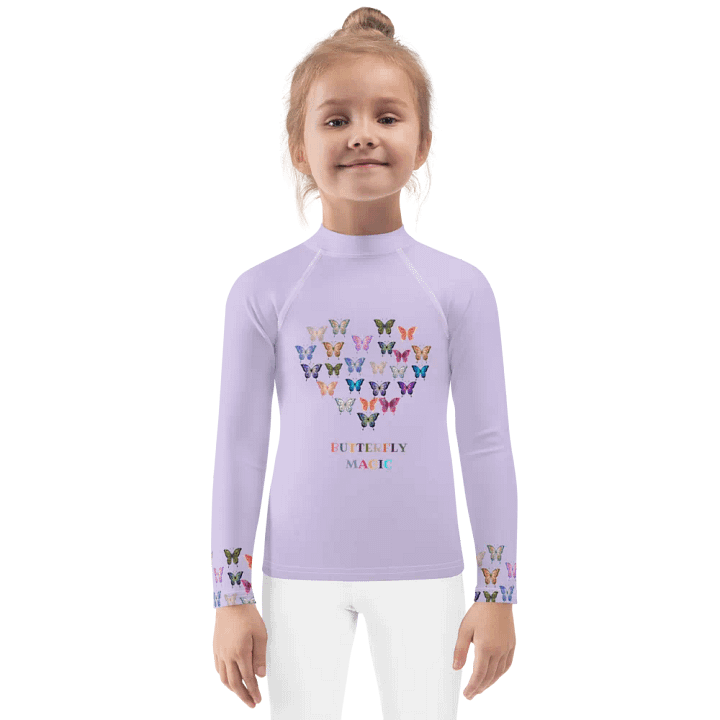Butterfly Magic Kid's Purple Rash Guard product image (1)