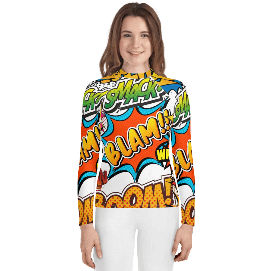 Dynamic Comic Action All-Over Print Youth Rash Guard product image (1)