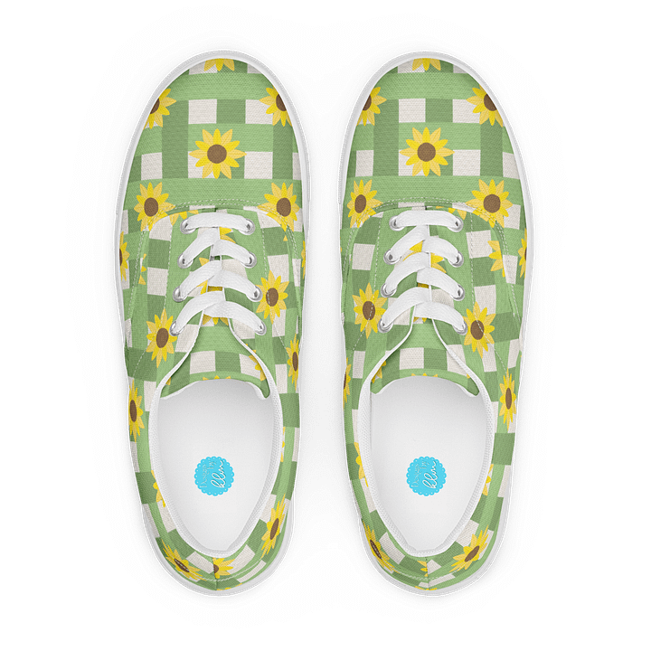 Sunflower Gingham Pattern Lace-Up Shoes in Green product image (1)