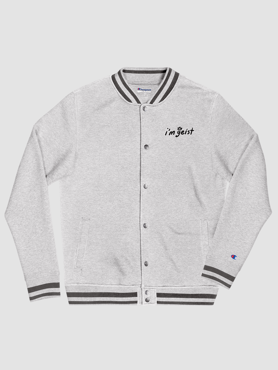 I'm Geist - Embroidered Champion Bomber Jacket [White] product image (1)