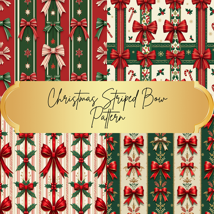 Christmas Striped Bow Pattern product image (1)