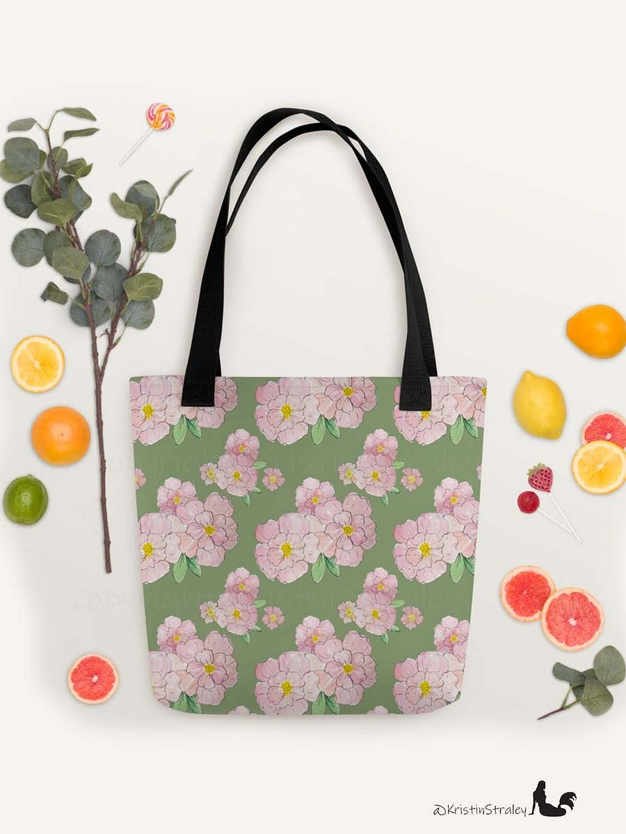 Gingham Blossoms - Med Pink Flowers on Green product image (5)