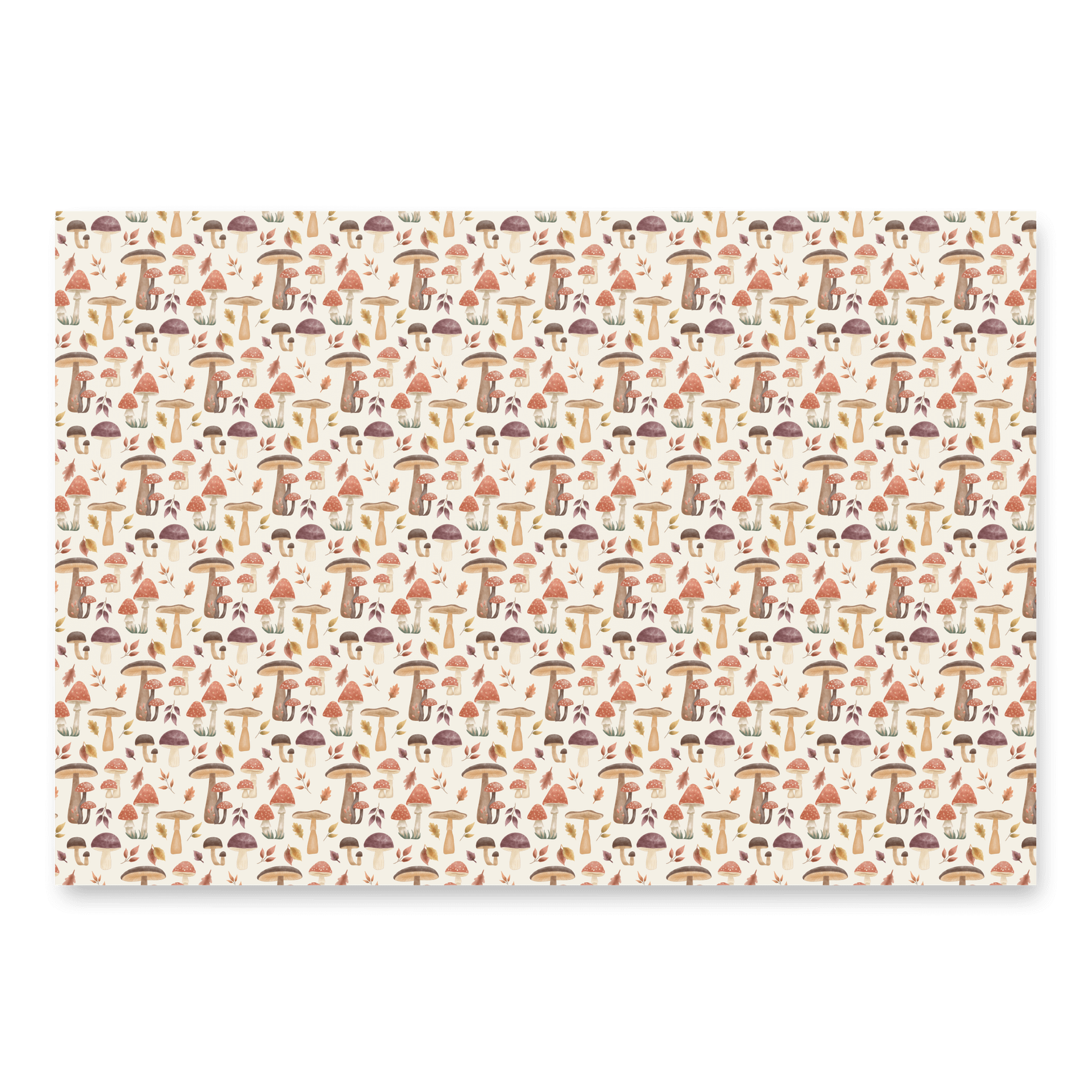 The mushroom haven wrapping paper set (3). Autumn mushroom design on green, brown & beige backgrounds product image (3)