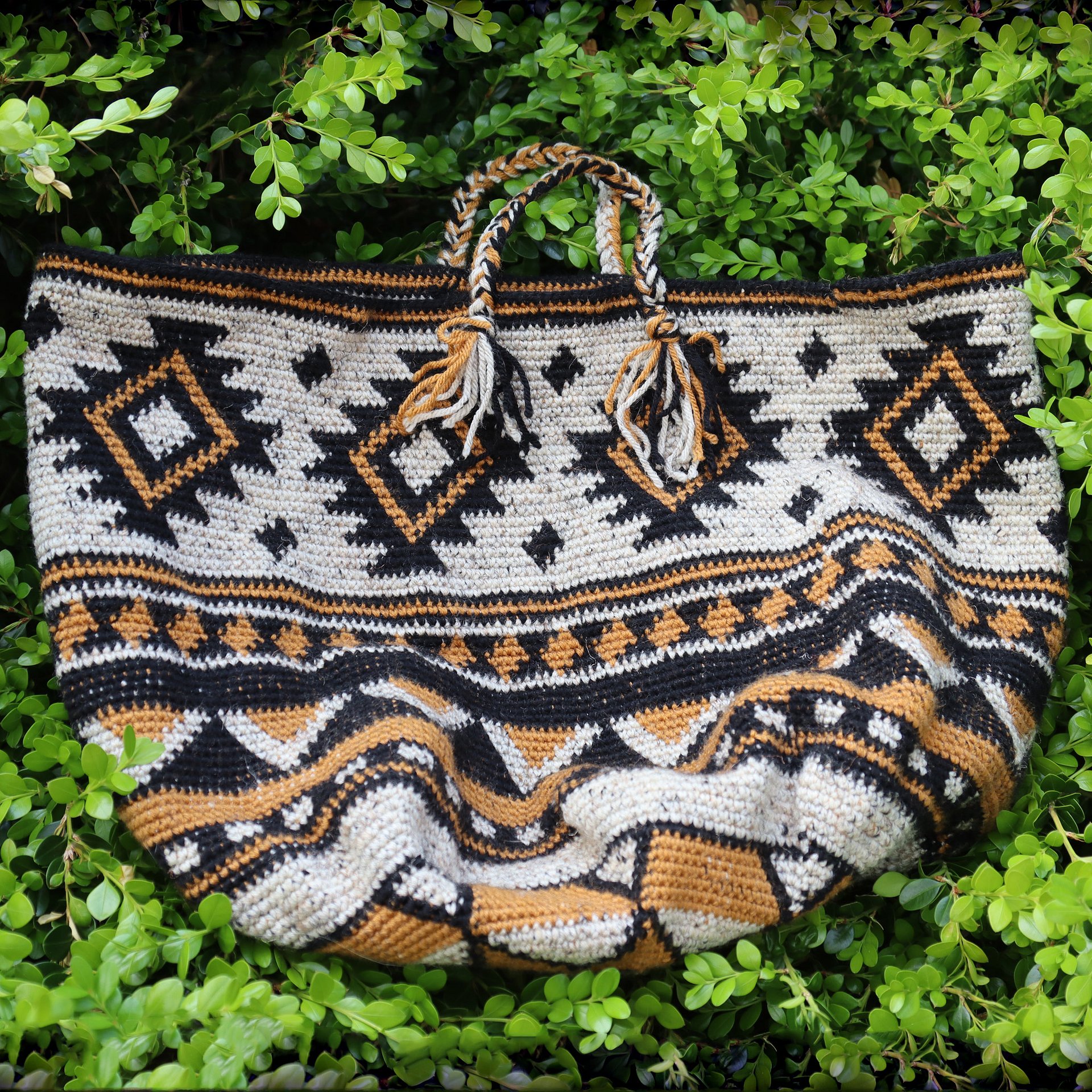 Oversized Tapestry Crochet Basket Bag - Handmade and One of a Kind product image (1)