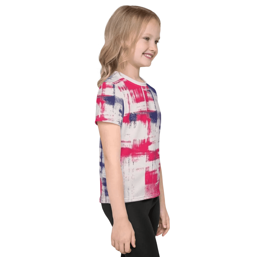 Kids Crew Neck T-Shirt Red Blue All-Over Print product image (4)