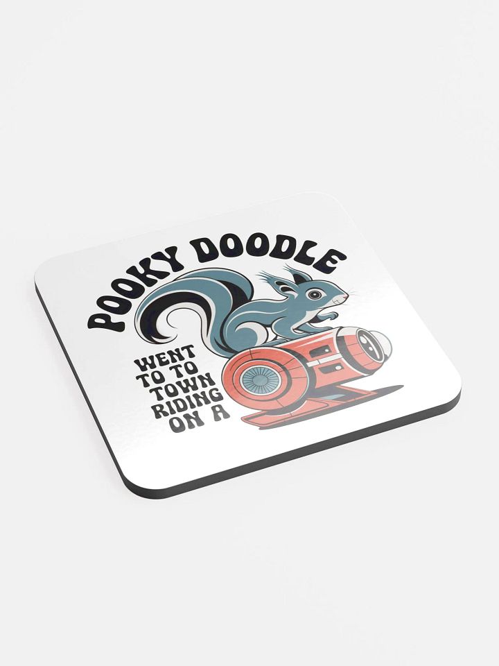 Coaster or micro art piece: pooky doodle went to town riding on a robot product image (2)