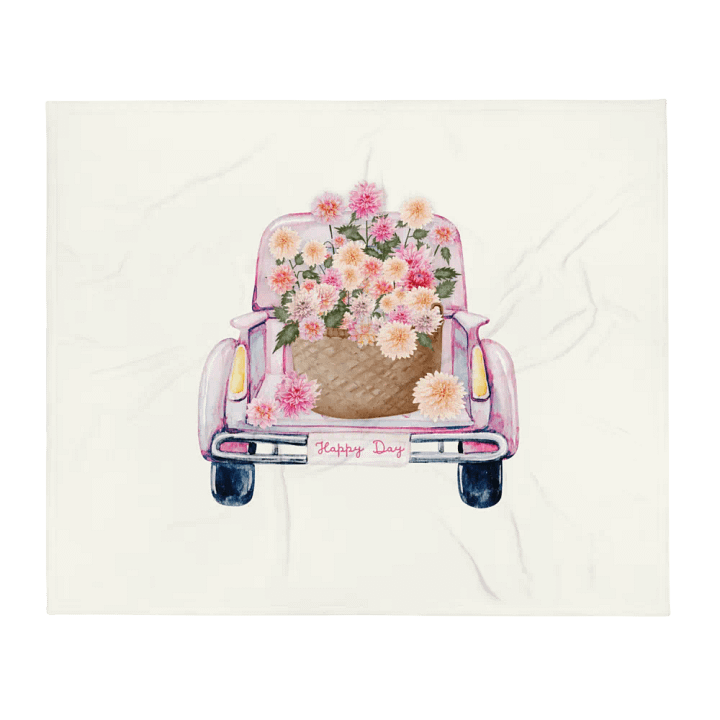 HAPPY DAY DAHLIA TRUCK - SOFT PLUSH BLANKET product image (2)